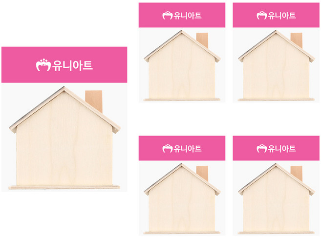 유니아트 나무저금통 집 굴뚝, 혼합색상, 5개