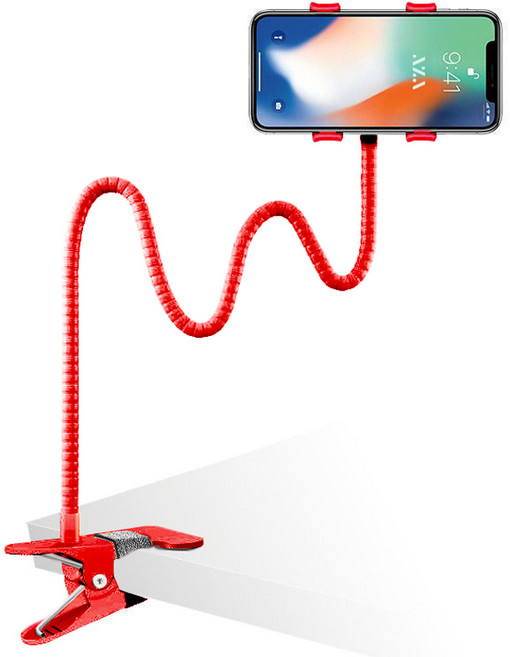 일상가득 아자벨 스네이크 집게형 휴대폰 거치대 97mm, 레드, 1개