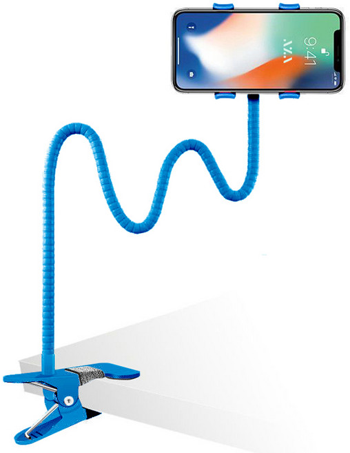 일상가득 아자벨 스네이크 집게형 휴대폰 거치대 97mm, 블루, 1개