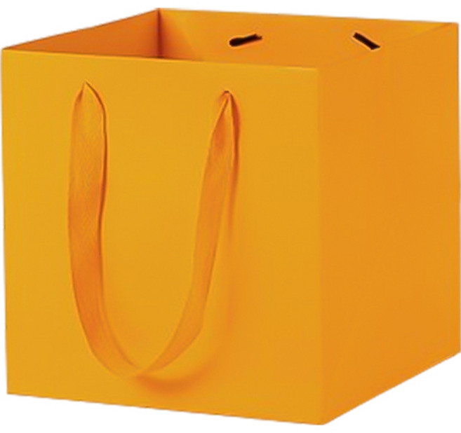 마켓감성 컬러 와이드 정사각 쇼핑백 대, 오렌지, 4개