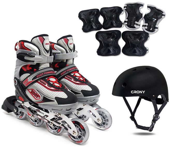 주트 Z5 인라인스케이트 + 헬멧 + 보호대 세트, 레드, 1개