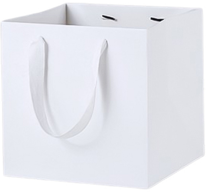 마켓감성 컬러 와이드 정사각 쇼핑백 대, 화이트, 4개