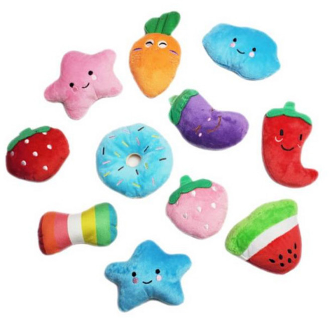 펫카 강아지 장난감 봉제 삑삑이 인형 11종 세트, 혼합색상, 1세트