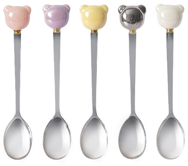 라임올리브 곰돌이 펄 티스푼 5종 세트, 1세트, 단품