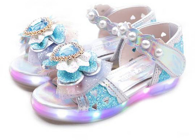 여아용 풋풋 엘사 LED 구두샌들
