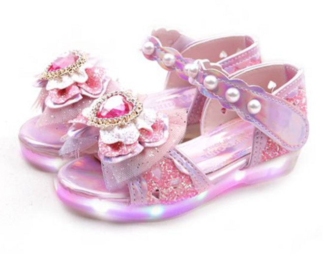 여아용 풋풋 엘사 LED 구두샌들