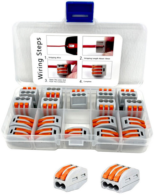 원스탑 레버형 전선 커넥터 단자 모든전선용 멀티박스 20p 세트, 1세트