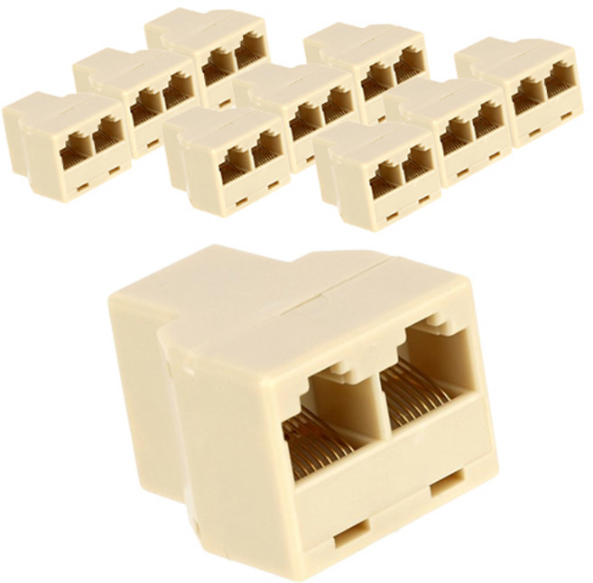 넥스트유 커오프 랜선 Y형 연장 랜커플러, 베이지, 10개, 33mm