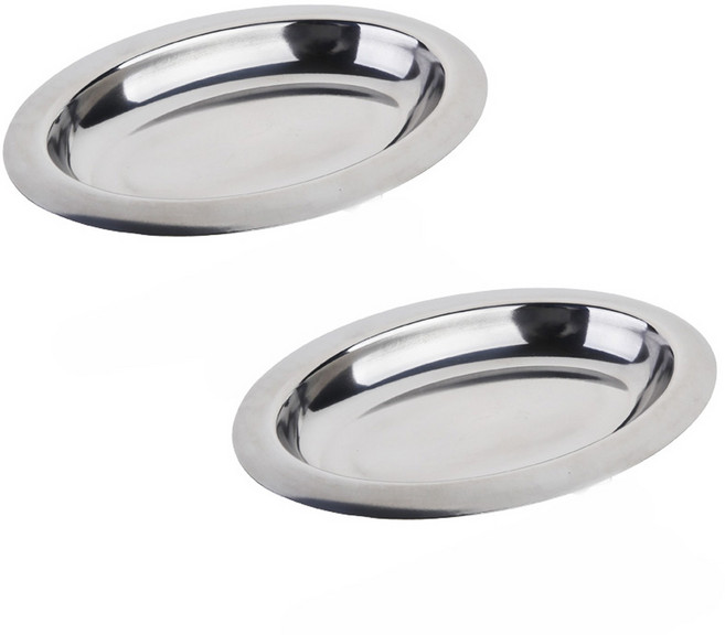 플라라 스텐 오벌 타원 플레이트 2p 세트, 2개, 실버