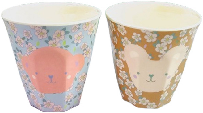 라이스 유아용 컵 소 2종 세트, 원숭이, 아기곰, 1세트, 170ml