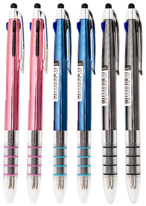 미소로 1000 메탈릭 터치볼펜 2195 0.7mm 3종 x 2p 세트, 블랙, 블루, 핑크, 1세트