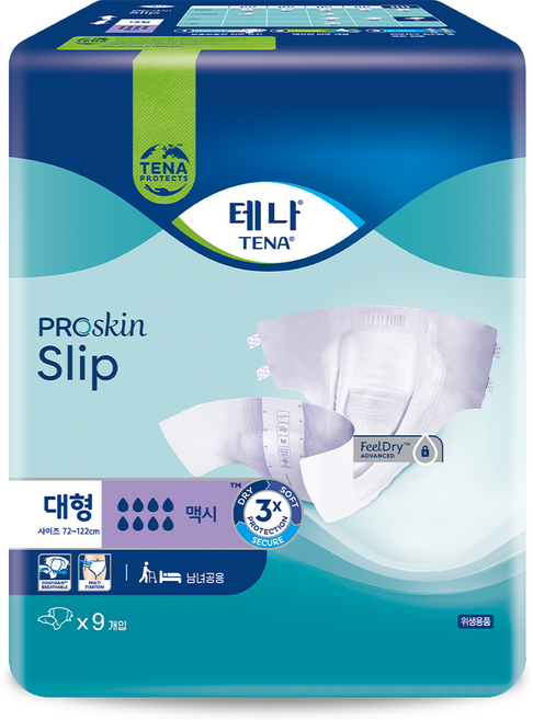 테나 맥시 오버나이트 성인기저귀 남녀공용, 대형, 9개입, 1개