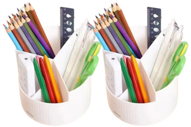 마켓플랜 심플 다용도 360도 회전 수납함 4단, 2개, 화이트