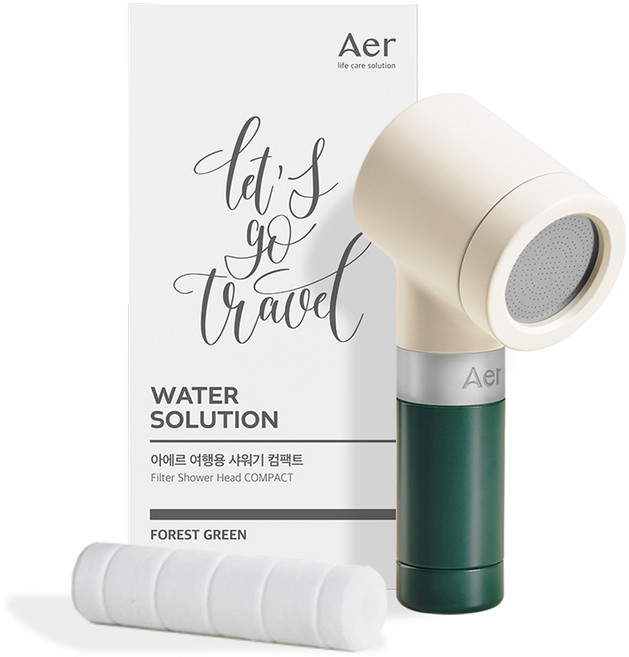 아에르 여행용 샤워기 컴팩트, 1개, 포레스트 그린