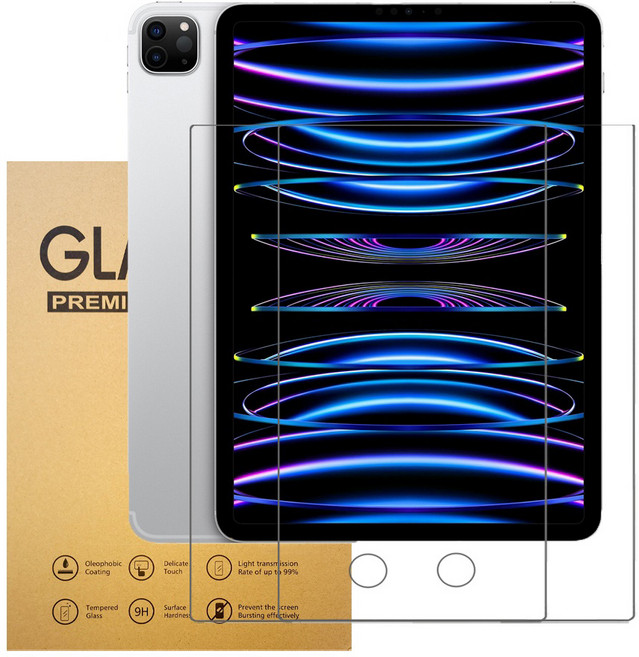 아네스 태블릿PC 9H 고경도 풀커버 강화유리 액정보호필름 2p 세트, 투명, 1세트