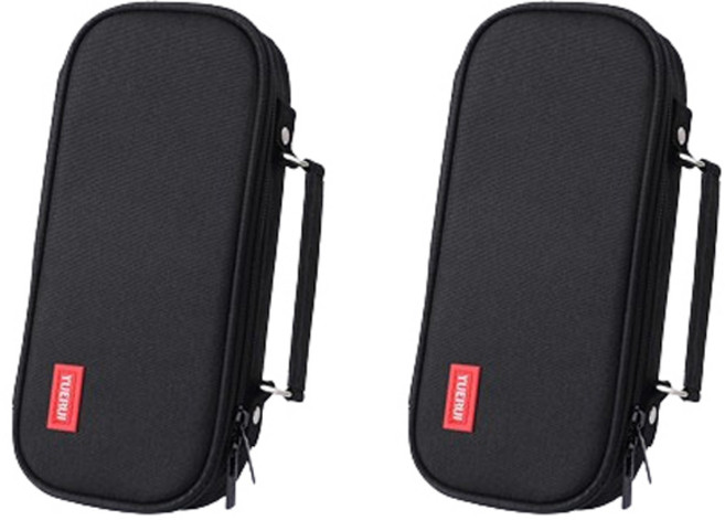 마켓감성 3층 캔버스 연필 필통, 블랙, 2개