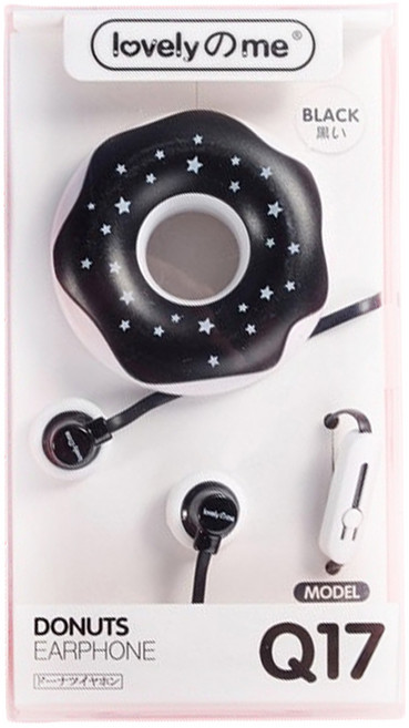 러블리미 도넛 보관 유선 이어폰 Q17 블랙