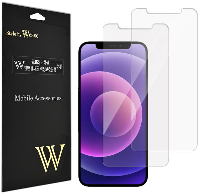 더블유케이스 울트라 고화질 휴대폰 액정보호필름 2p 세트, 1개