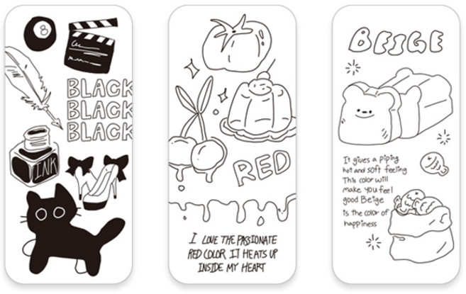 모노라이크 리틀두들 하드 북마크 3종 세트, 01 Black, 1세트