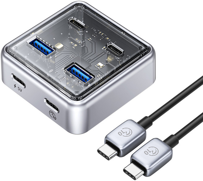 오리코 USB 3.0 2포트 Type C 2포트 무전원 & 유전원겸용 USB3.2 Gen2 10Gbps 허브 1m XHJ2U2C-G2-10, 혼합색상, 1개