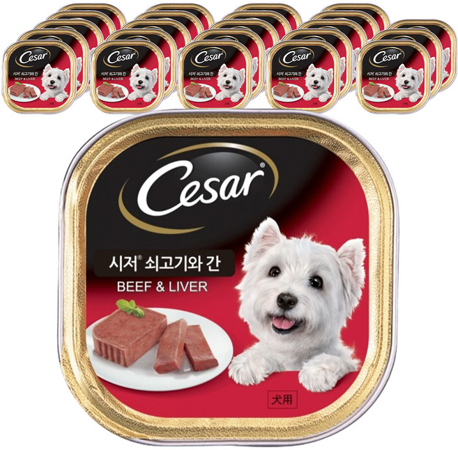 시저 1세 이상 강아지 주식캔, 소+간, 100g, 24개
