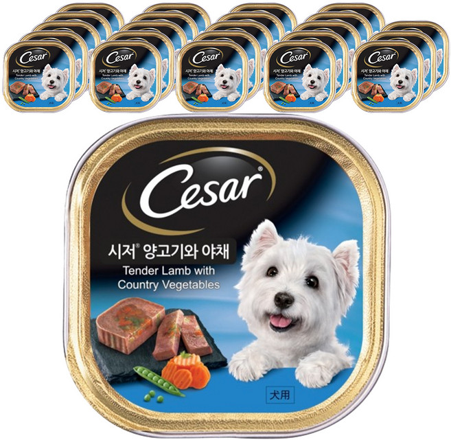 시저 1세 이상 강아지 주식캔, 양+야채, 100g, 24개