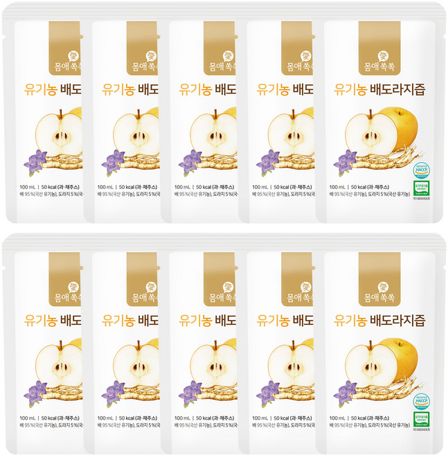 몸애쏙쏙 유기농 배도라지즙, 100ml, 10개