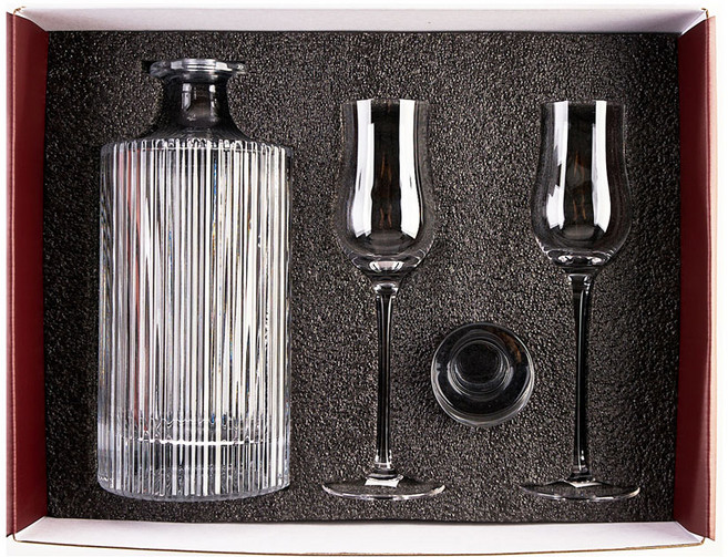 마텐더 크리스탈 위스키 디켄터 선물세트 800ml, 1세트, 디켄터 스토퍼 + 튤립 L 잔 2p + 패키지상자