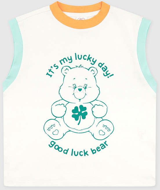 케어베어 아동용 통기성 럭키데이 굿럭베어 민소매 티셔츠