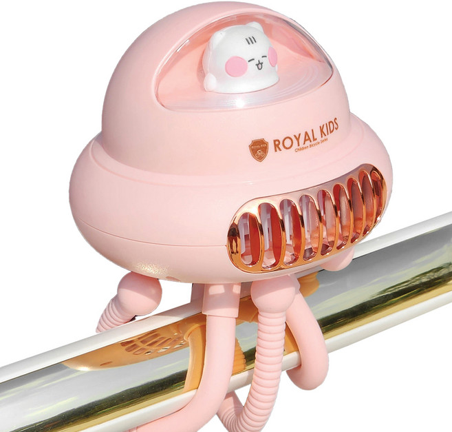 로얄키즈 휴대용 문어발 유모차 선풍기, 핑크, 1개
