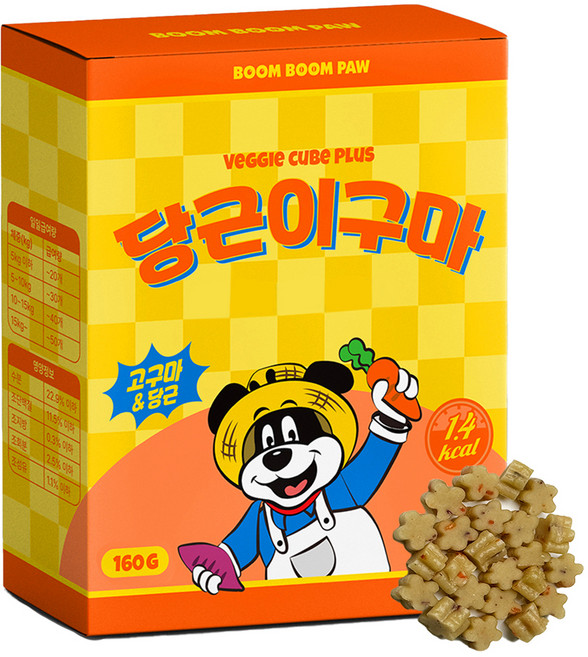 붐붐포 강아지 1.4kcal 미니 노즈워크 야채 트릿, 혼합맛(고구마/당근), 160g, 1개