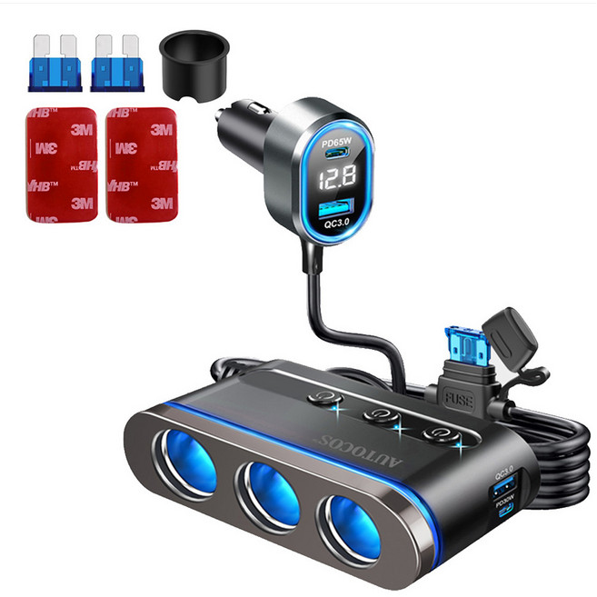AUTOCOS 300W 車用大容量多孔插座充電器 ATS-107S, 1個, 3球