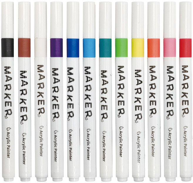 터치필 아크릴 마카펜 세트, 12색, 1세트
