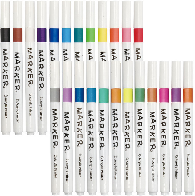 터치필 아크릴 마카펜 세트, 24색, 1세트