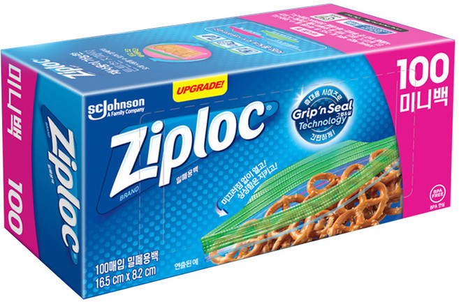 지퍼락 그립앤실 냉장 밀폐용백, 미니(XS), 100개입, 1개