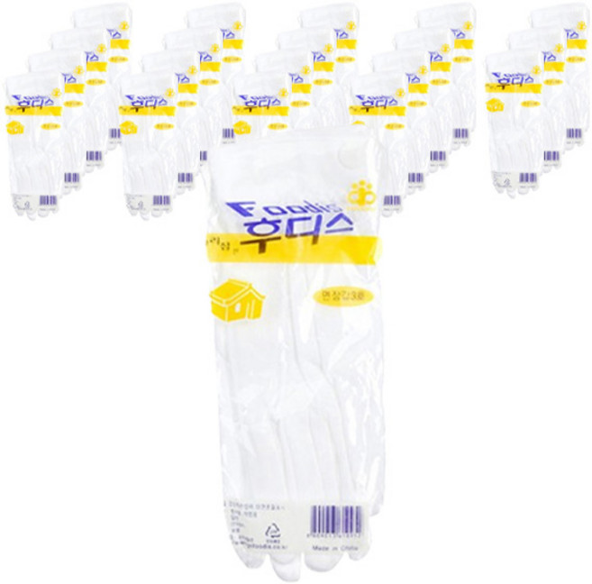 후디스 예식 면장갑 3호 무단추형, 흰색, 20개