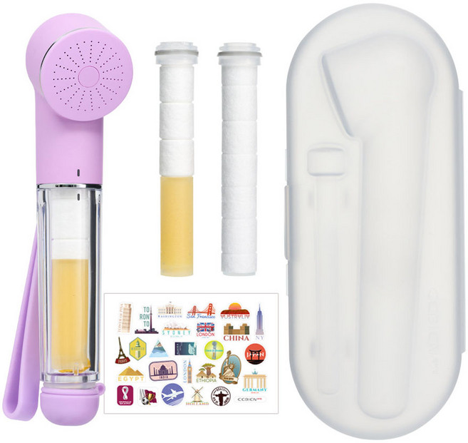 세비앙 체크인 필터샤워기 + 필터 2p + 전용보관 케이스 세트, 1개, 노을 보라