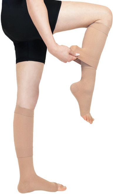 원더워크 프리미엄 의료용 압박스타킹 이지 무릎형 베이지 발트임, 1세트, 종아리/무릎형