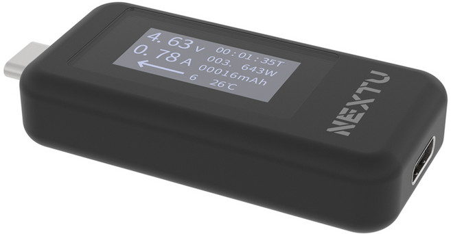 넥스트유 USB C타입 전압 전류 측정 테스터기 NEXT-VA02, 1개
