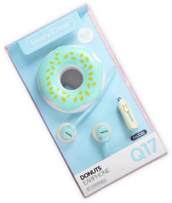 甜甜圈收納有線耳機 Q17 藍色