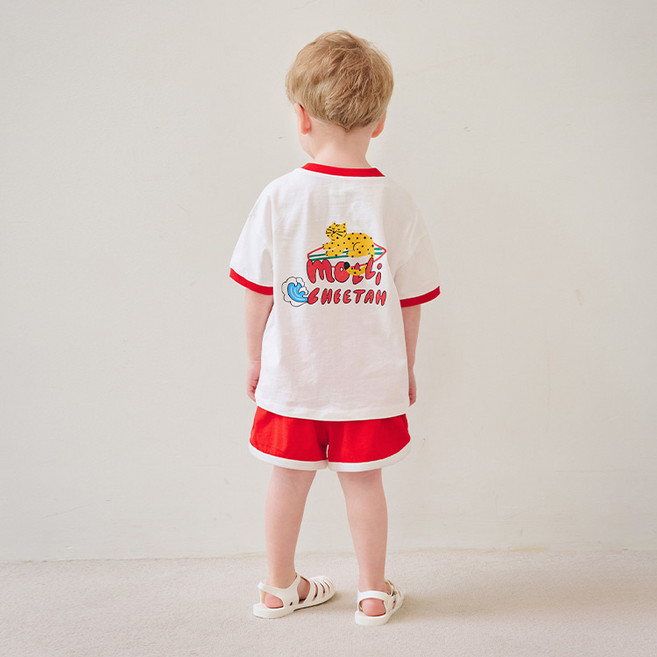 mollimelli 男童款衝浪者眨眼豹紋上下套裝