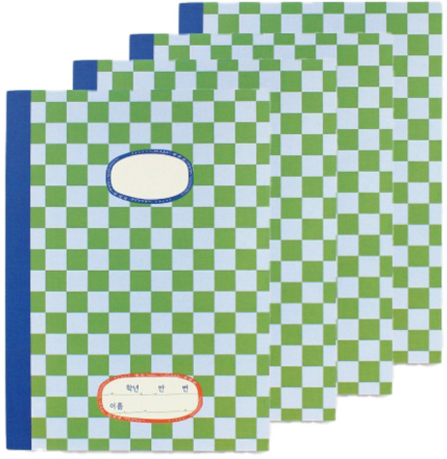 체크 넓은줄노트 초등1~3, 혼합색상, 4개