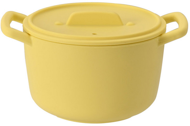 이지실리 원형 전자레인지 멀티 실리콘 냄비 1200ml, 옐로우, 1개