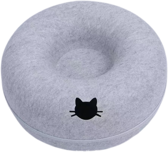 쿠펫츠 고양이 터널 도넛 숨숨집 하우스, 라이트 그레이, 1개