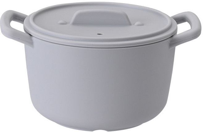 이지실리 원형 전자레인지 멀티 실리콘 냄비 찜기 1200ml, 그레이, 1개