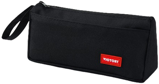 쁘띠팬시 심플 대용량 봉제 천 필통, 블랙, 1개