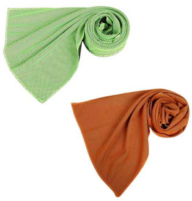 피어니스트 아이스 스포츠 쿨 타월 90 x 30 cm, 그린, 오렌지, 2개