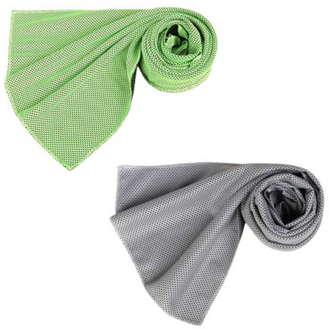 피어니스트 아이스 스포츠 쿨 타월 90 x 30 cm, 그린, 그레이, 2개