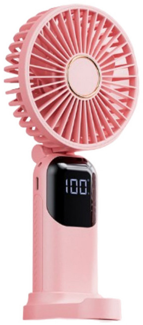 유어올 휴대용 C타입 디스플레이 미니 핸디형 무선 무소음 손풍기, LK-001, 핑크