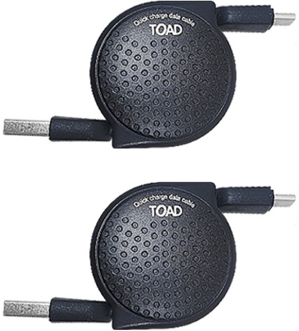 TOAD A-Type轉C-Type 圓點伸縮式智慧型手機高速充電傳輸線, 100cm, 2個, 黑色